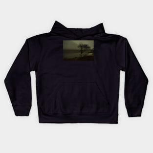 MIST OVER LLYN DINAS LONE TREE Kids Hoodie